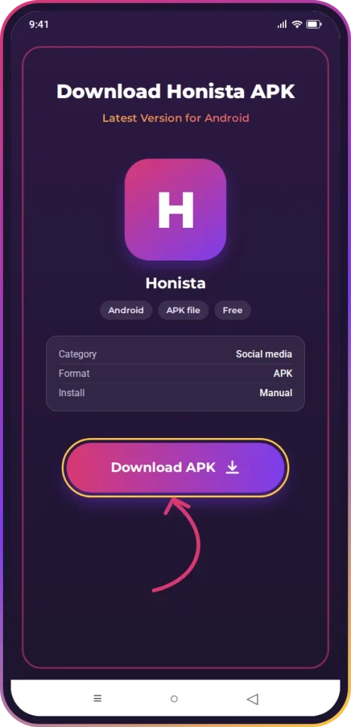 honista-apk-download-screen