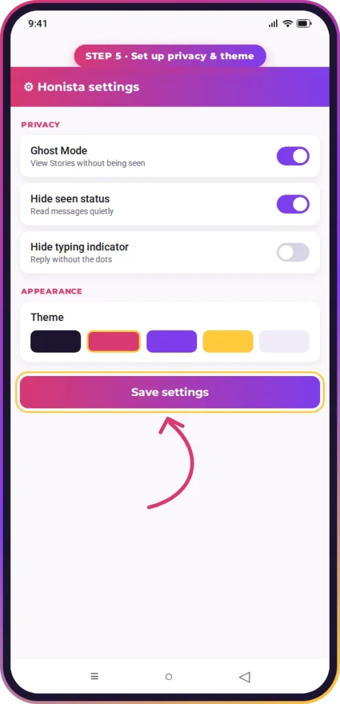 honista-first-time-settings
